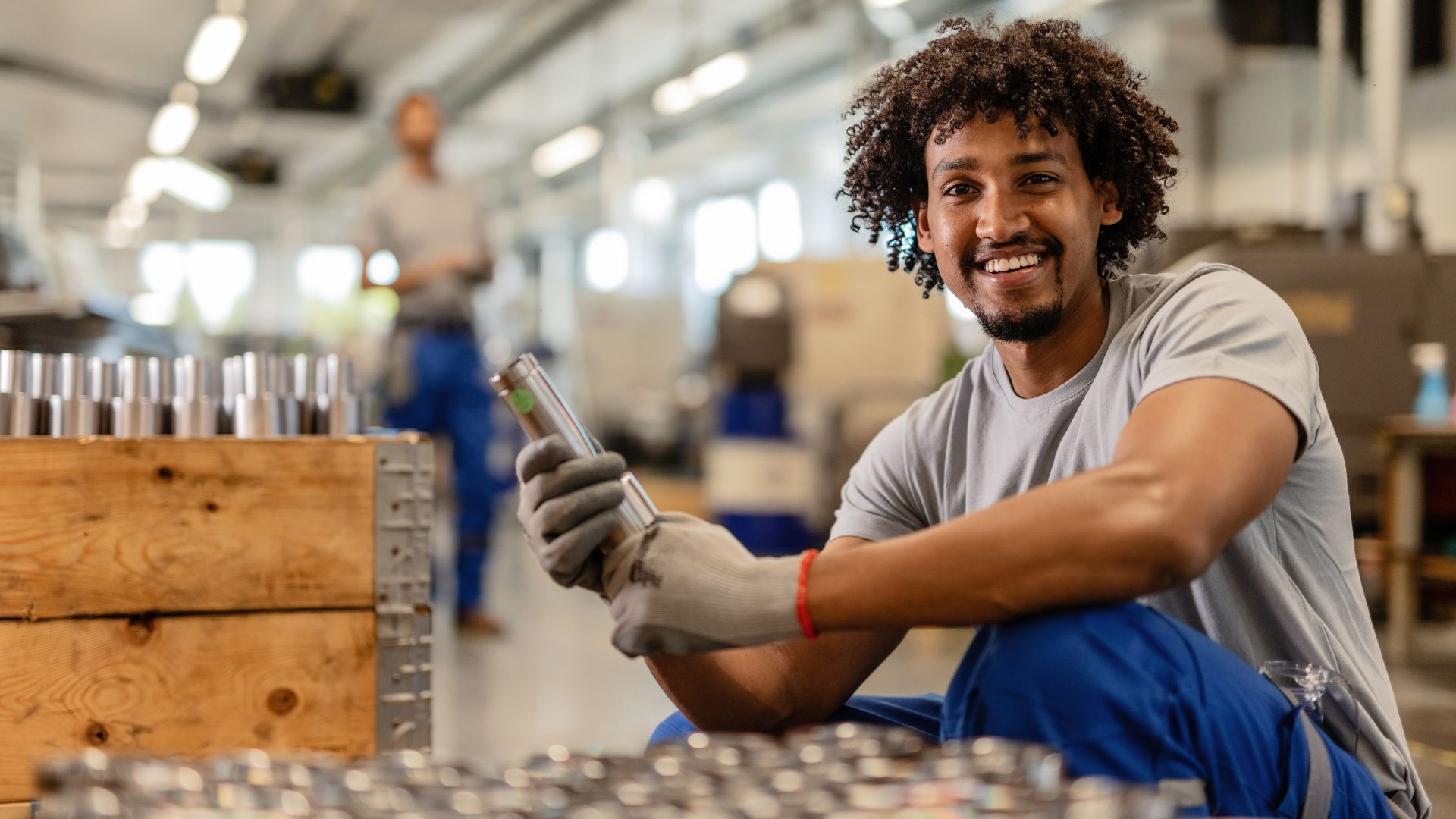 happy man working in warehouse