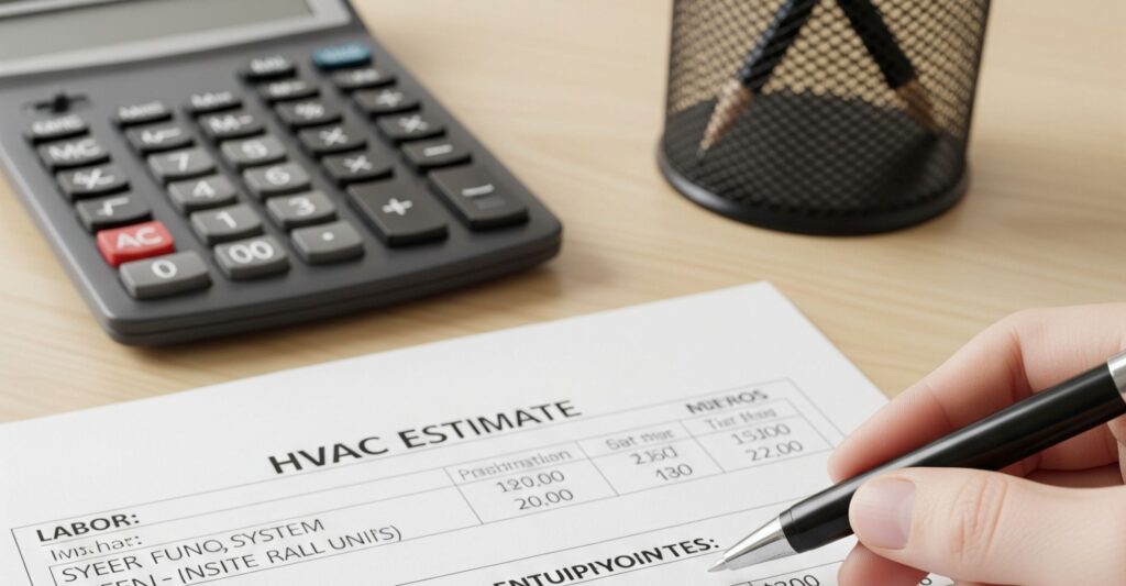 Written HVAC price estimate.