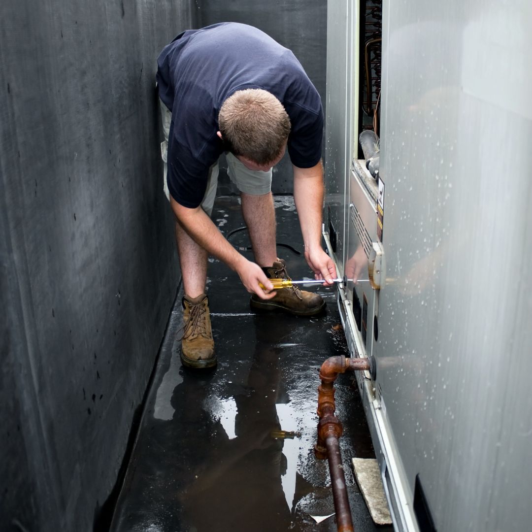 HCVAC contractor in the rain. 