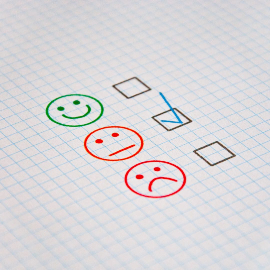 Happy and sad faces.